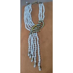 HEIDI DAUS For UTC Waterfall Aquamarine Multi Strand Drop Lavalier Necklace
